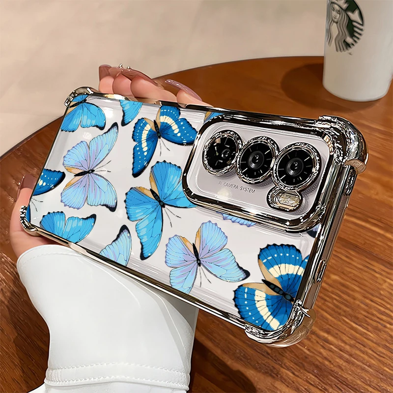 Vivo V70 Butterfly Flower Phone Case For Vivo V60 V50 V29 Lite V70 FE V23 V25 V40 Pro V29E Shockproof Transparent Plating Cover view 6