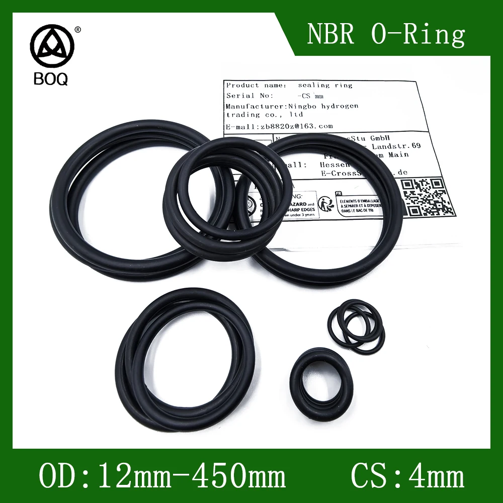 

NBR O Ring CS 4 mm OD 12 - 450 Set Gaskets Seal Nitrile Rubber Bands High Pressure O-Rings Repair Kit Sealing Elastic Band