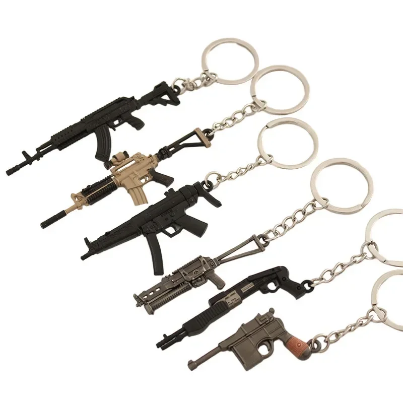 PUBG CSGO Mini Mauser M4A1 Weapon Model Pendant Keychain for Men CS GO M762 M1896 P911 Metal Key Ring Fans Collectible Jewelry