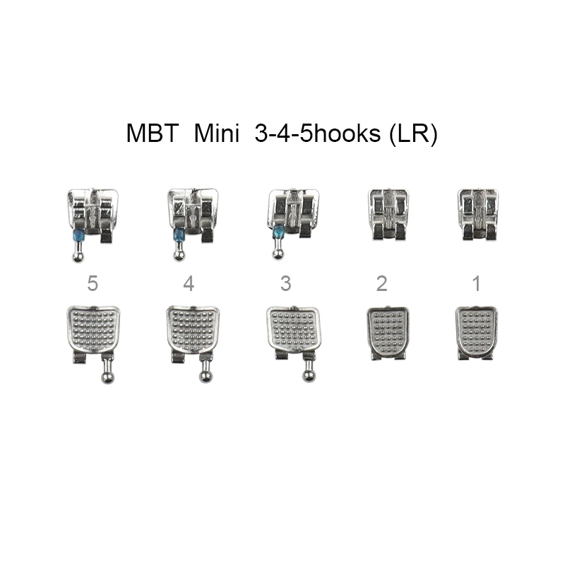 5 عبوات من الأقواس المعدنية لتقويم الأسنان، دعامات صغيرة على شكل نقطة، قاعدة روث/MBT 022/018، فتحة مع 3/345 خطافًا، مواد طب الأسنان #5