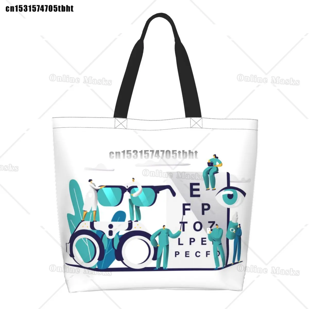 Funny Ophthalmologist Glasses Shopping Tote Bags Reusable Eye Test Myopia Groceries Canvas Shoulder Shopper Bag