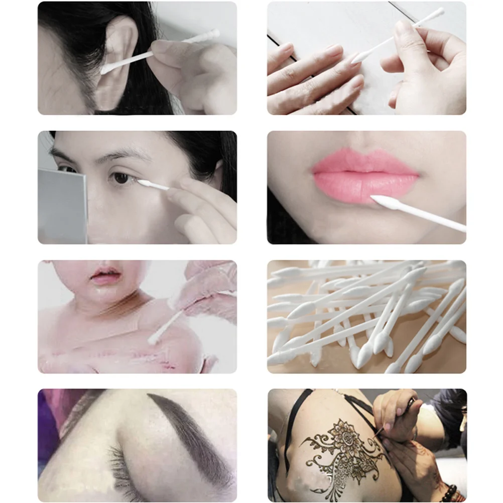 600 個ダブルヘッド綿棒メイク落としツール美容クレンジングスティック紙幹アプリケータースキンケア創傷ケア用