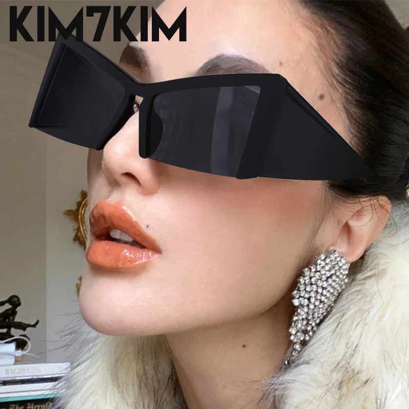 Oversized Cat Eye Sunglasses Women 2024 Trends Luxury Brand Designer Ciberpunk Semi Rimless Sun Glasses Men Y2k Shades Eyewear