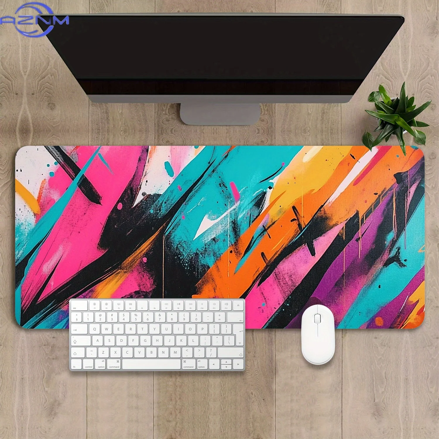 Large Gaming Mouse Pad & Desk Mat - Energetic Color Splash Abstract Design, Non-Slip Surface, Durable Rectangular Computer Keybo