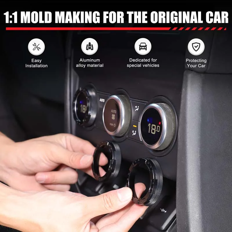 

3Pcs For Land Rover Defender 90 110 130 2020+ Aluminum alloy black car rear air conditioning volume knob cover Car accessories