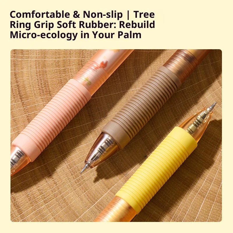 

KACO Double Bead ST Tip Press Type Gel Pen 0.5mm Black Quick-Dry Student Exam Stationery with Creative Tree Branch Metal Clip