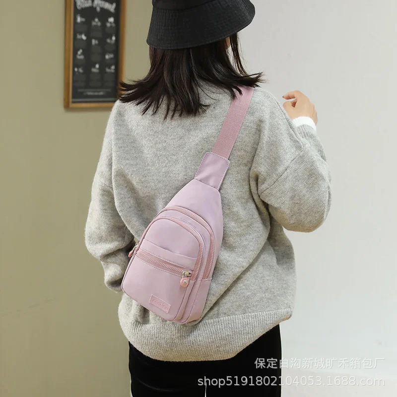 Bag women's chest bag nylon cloth women's fashion trend monocline straddle shoulder bag sports leisure travel small backpack
