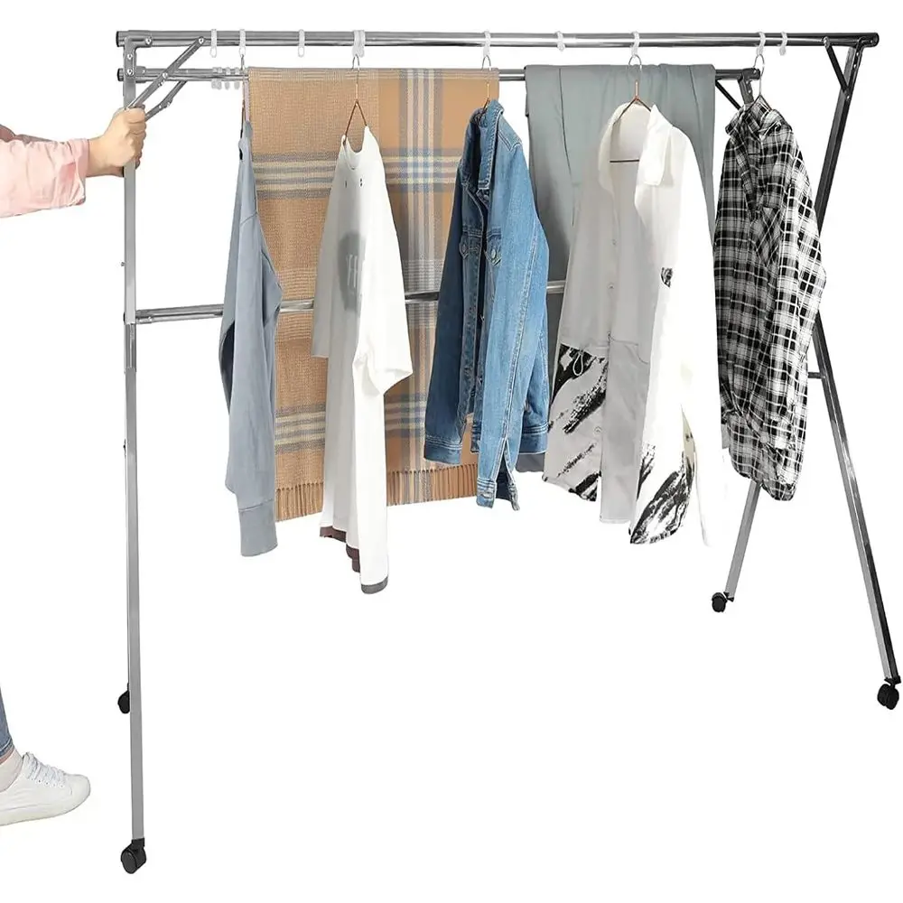 

Регулируемая сушилка из нержавеющей стали, сверхмощная портативная сушилка для внутреннего или наружного использования, длина 94,5 дюйма, подходит для балкона