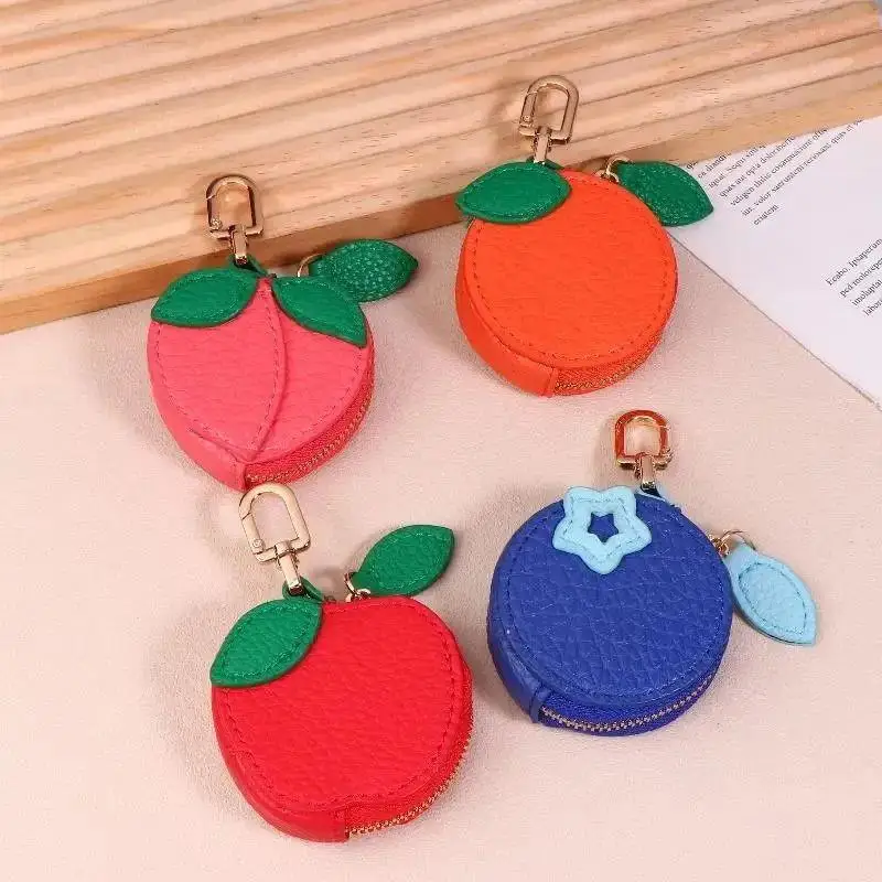 

Korean Cute Fruit Shape Coin Purse Apple Peach Tangerine Coin Bag Keychain Fruit Keychain Zipper Earphone Bag New Storage Bag