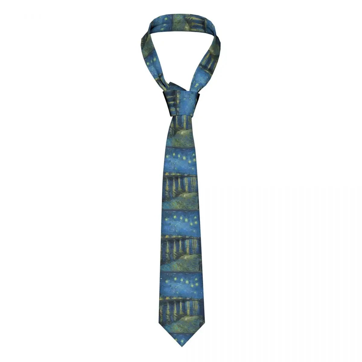 

Custom Starry Night Over The Rhone Tie Men's Formal Silk Vincent Van Gogh Neckties for Office