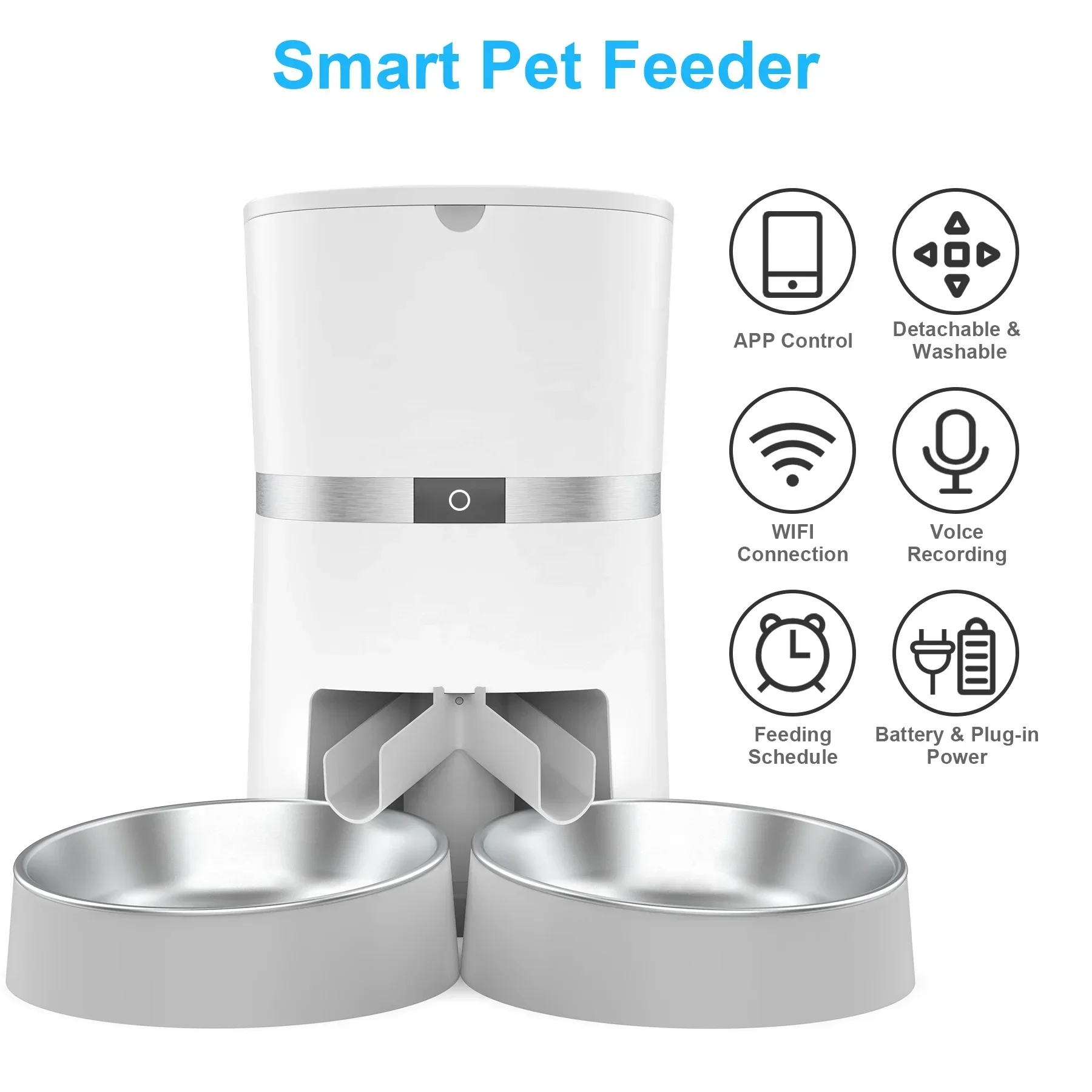 Automatic Animal Pet Smart Auto Feeder For Dogs Cats Pet Food Feeder With WIFI