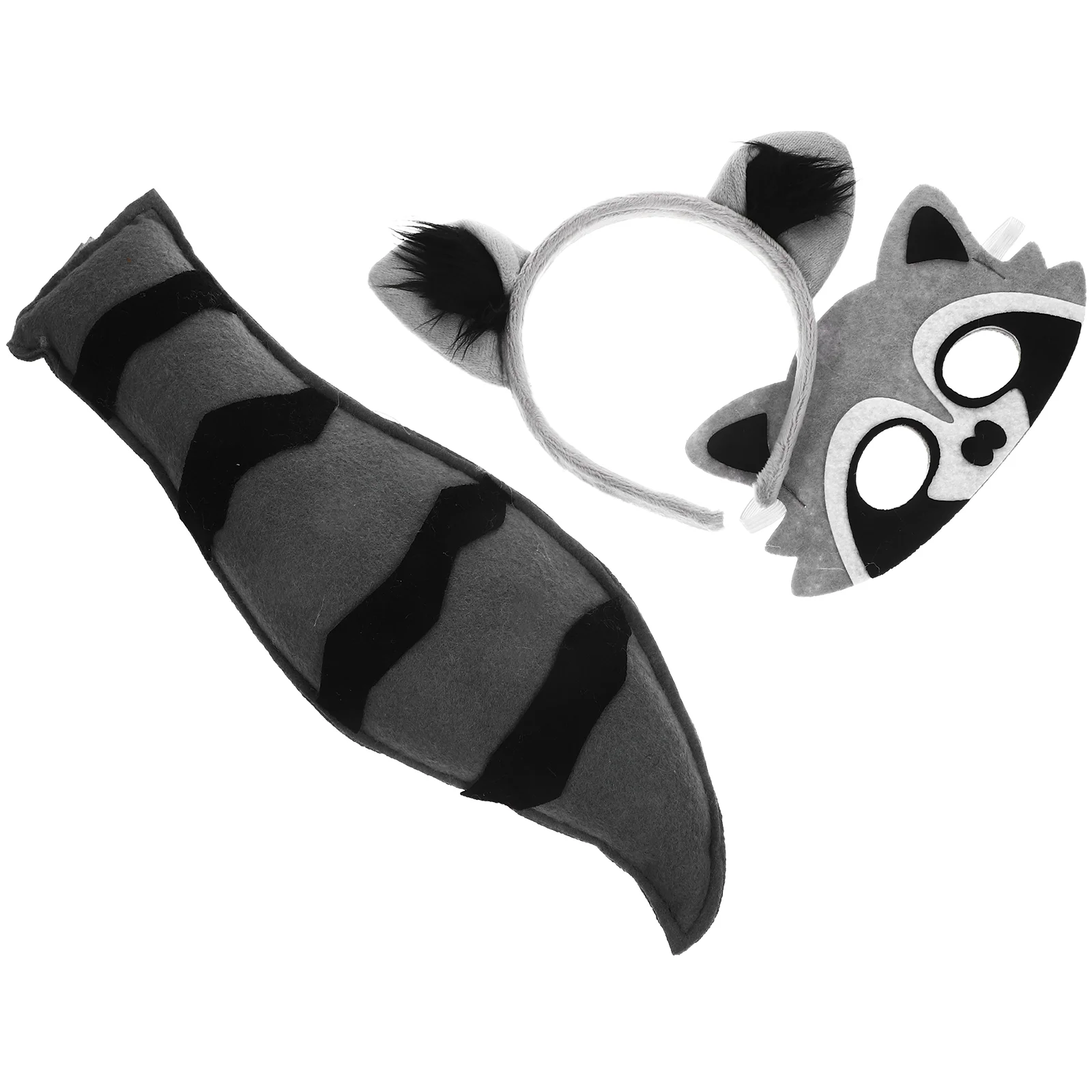 White Headband Cosplay Suit Halloween Costume Mask Ears Tail Raccoon Animal Child