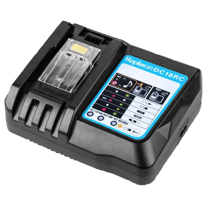 For Makita DC18RC Battery Charger with LED Display 14.4V 18V 6AH Bl1830 Bl1430 BL1860 BL1890 Tool Power Charger EU Plug