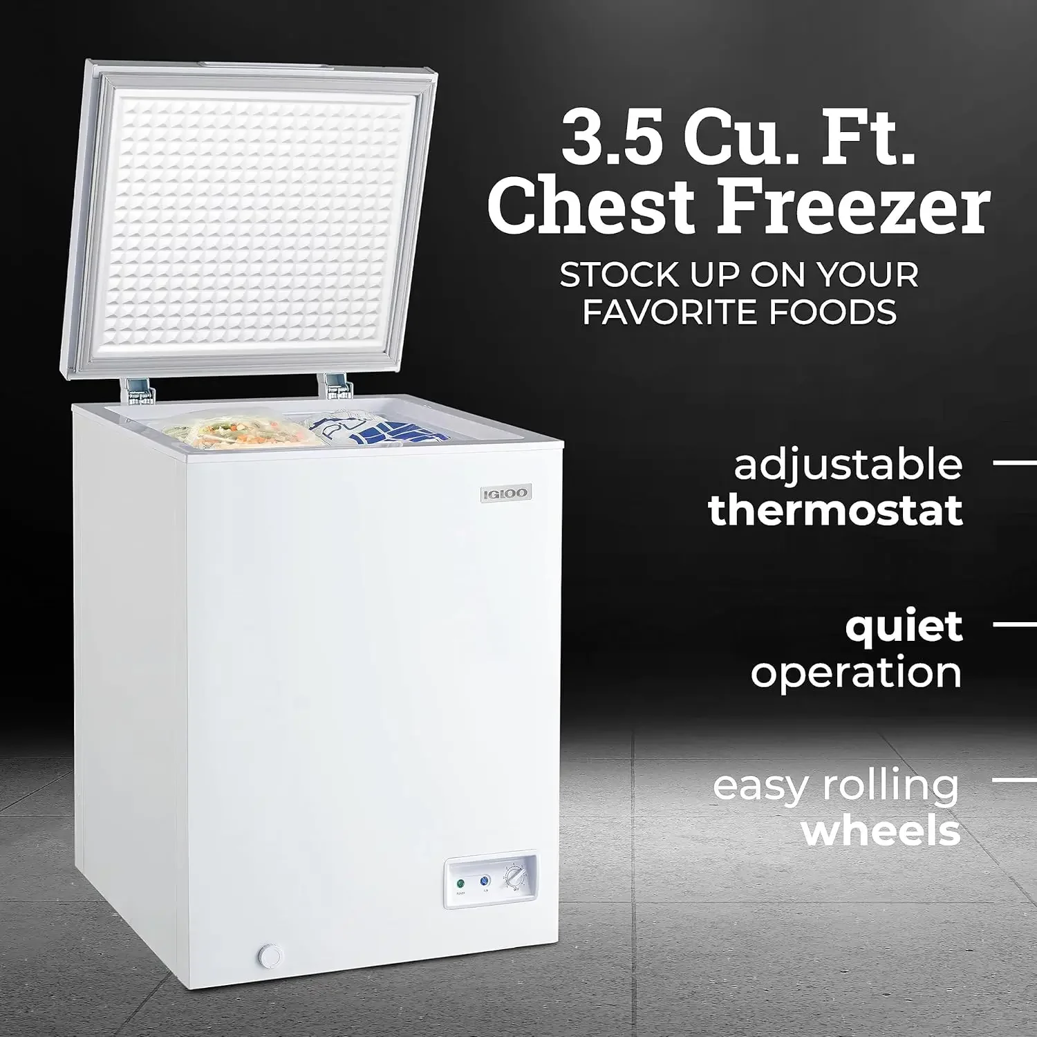 Chest Freezer with Removable Basket and Front Defrost Water Drain , Small Deep Freezer Perfect for Homes 3.5 Cu.Ft., White