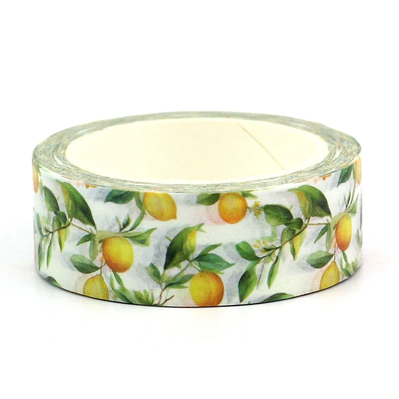 NEW 1PC 10M Decor Yellow Lemon and Leaves Fruit Washi Tape for Scrapbooking Masking Tape Journaling Cute Stationery