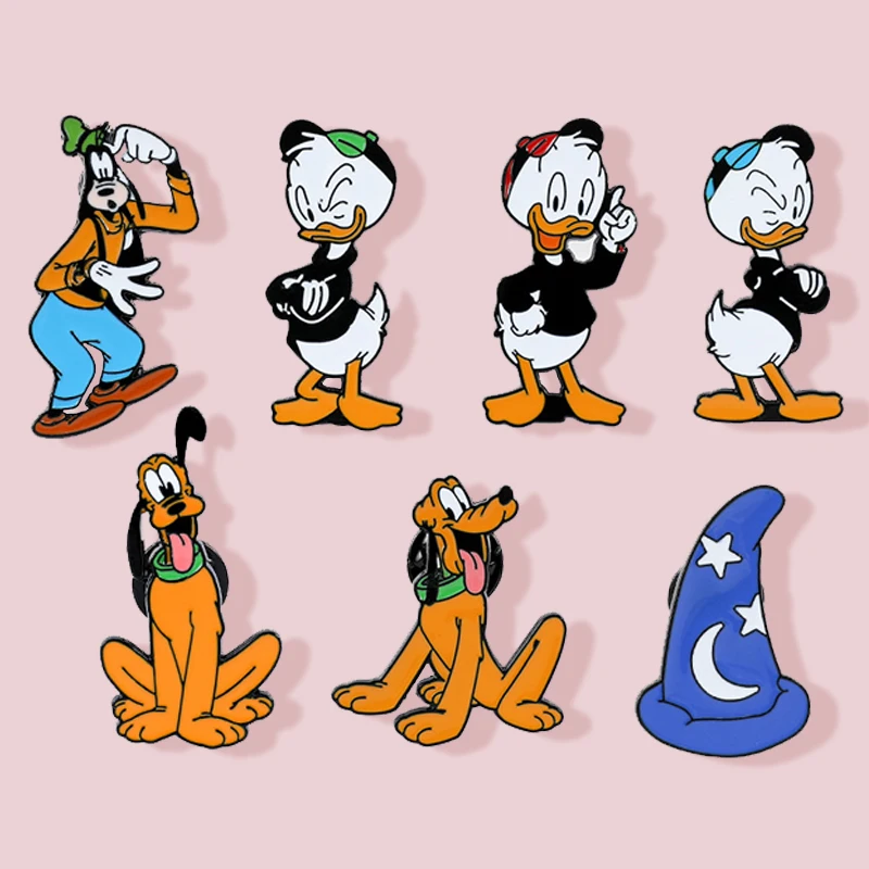 

Disney Cartoon Brooch Cute Goofy Goof Donald Duck Animal Brooch Enamel Pin Metal Badge Jewelry Clothing Accessories