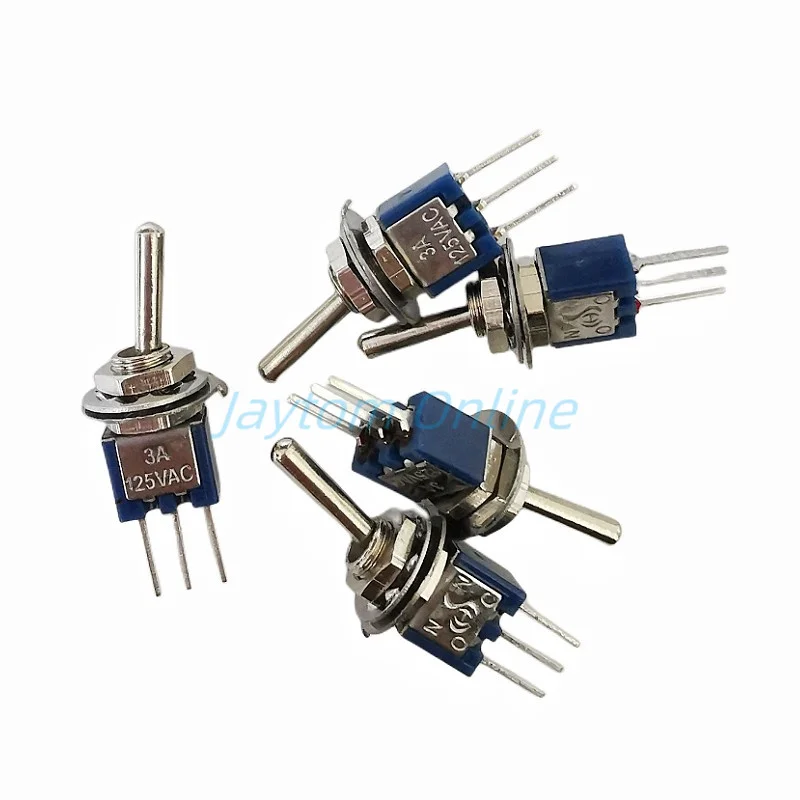 5 sztuk 5MM Mini przełącznik dwupozycyjny SMTS-102 125V/3A SPDT 3-Pin On On 2 pozycja niebieski kolor ściegów