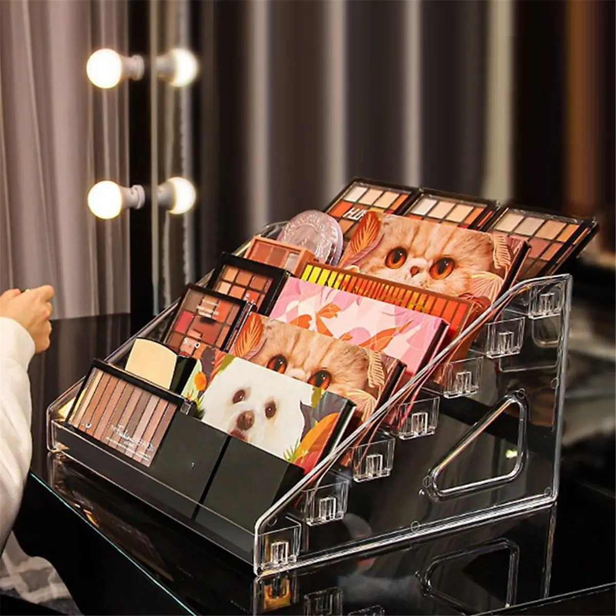 N14R Top Multi-Layer Ladder Rack Storage Rack Cosmetic Lipstick Display Rack Transparent Storage Box