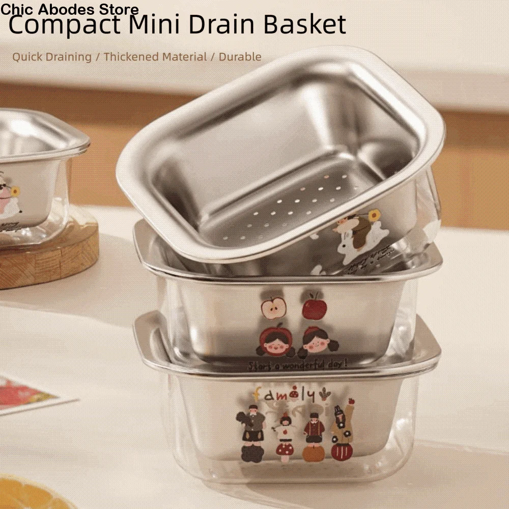 

2 in 1 Fruit Washing Bowl with Strainer One Hand Operation Double Layer Draining Basket Multifunctional Quickly Drain