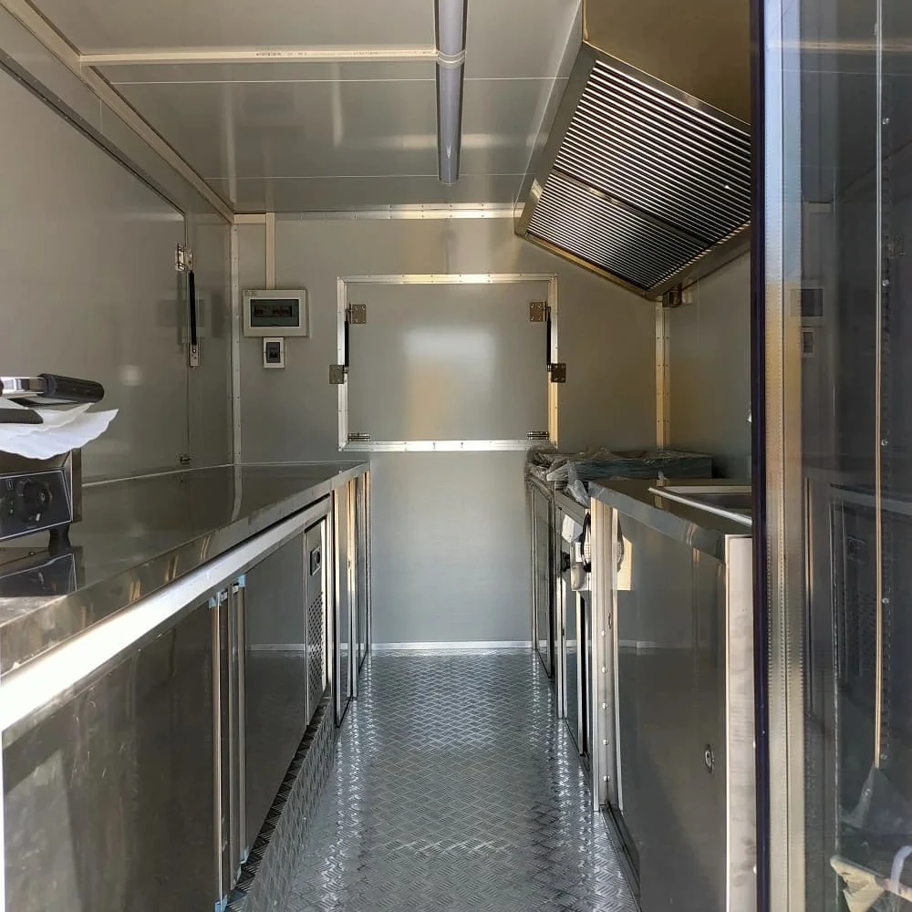 مطعم متنقل بيتزا برجر فان مقطورة تقديم الطعام Remolque De Comida شواء هوت دوج شاحنة طعام مجهزة بالكامل مقطورة ساندويتش