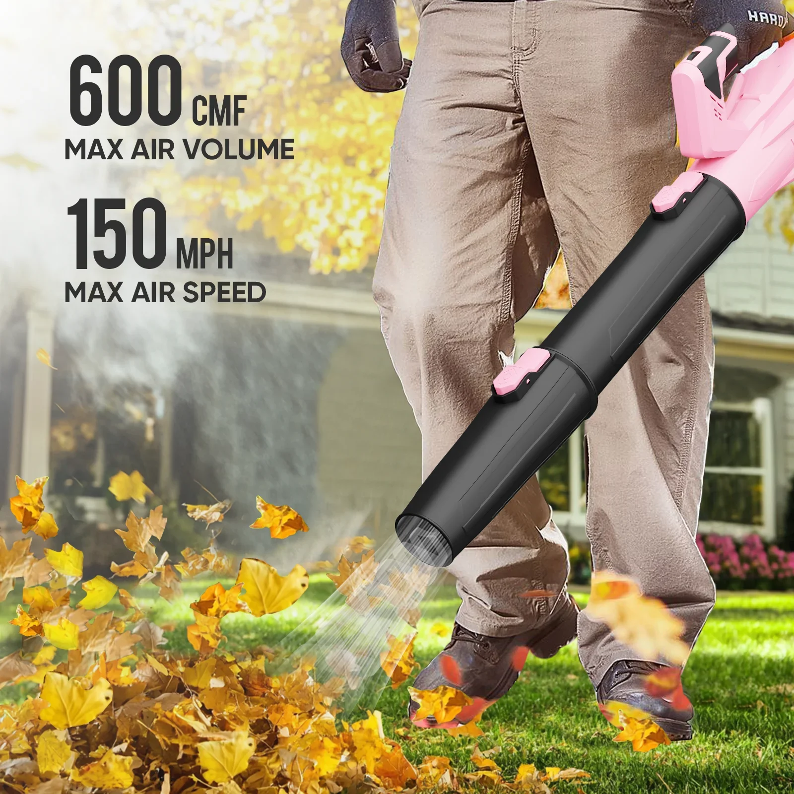 Deli 21V Cordless Leaf Blower 150MPH 600CFM with 2 Batteries and Charger Lightweight for Lawn Care Patio