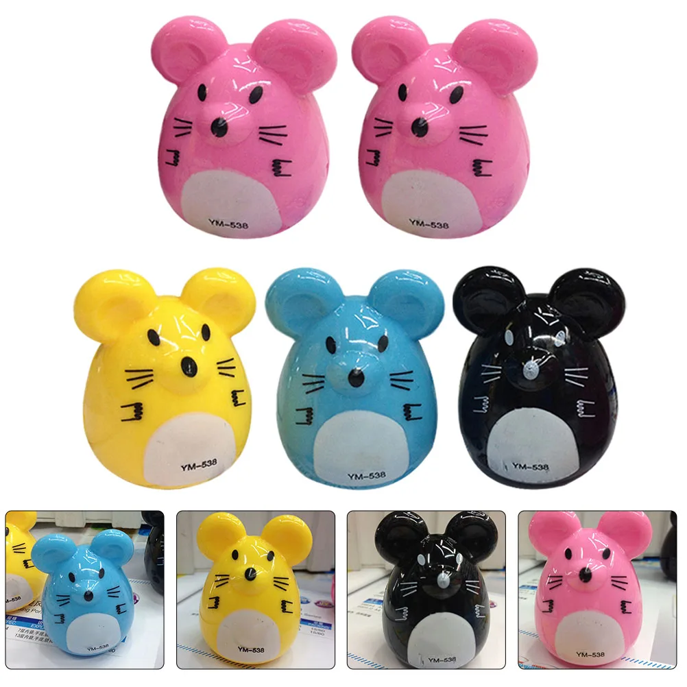 5 قطع من مبراة أقلام الرصاص الرائعة، نموذج الماوس، مبراة أقلام رصاص صغيرة، أدوات مكتبية صغيرة، أداة شحذ القلم الرصاص للمكتب المنزلي