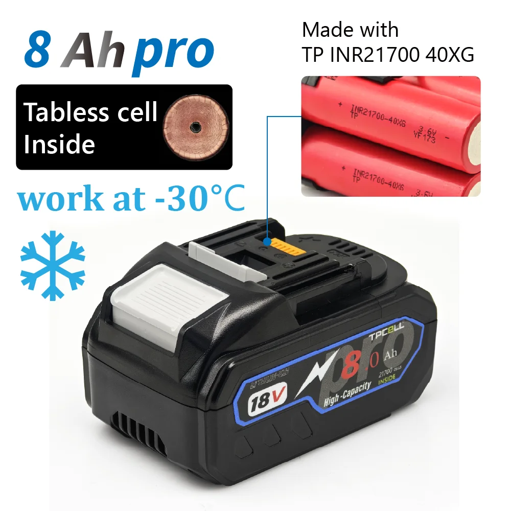 TPCELL New 8Ah/10Ah For MKT 18V 21700 Tabless cells Replacement Battery Power Tools Li-ion image 3