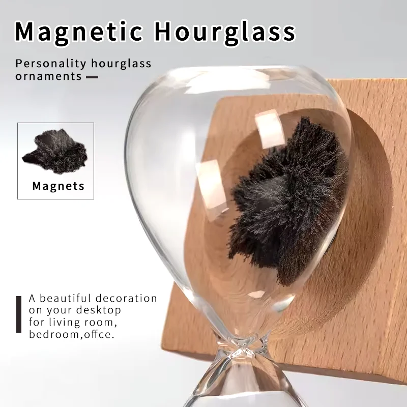 Magnetic Hourglass With Base Magnetic Suction For Reading Work Home Decoration Black Funnel Timer Simple And High-End Hourglass