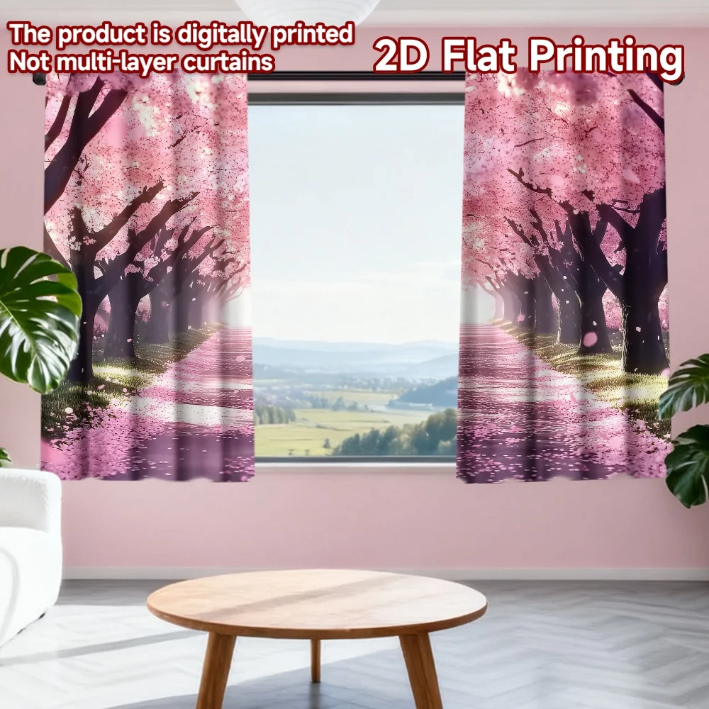 

2D flat printing 2pcs Drapes Cherry Blossom Pathway(1) Digital Printed Polyester Drapes All Season Party & Holiday Decor Perfect