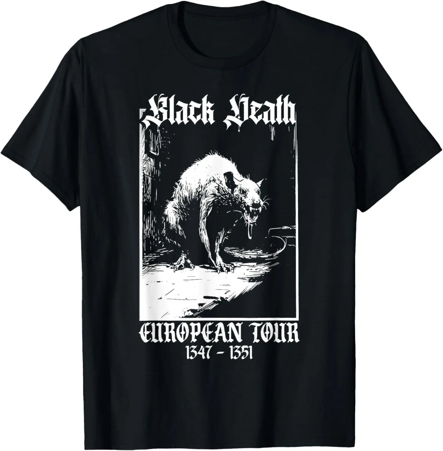 Black Death European Tour | Plague Rat Medieval History Goth T-Shirt 100% Cotton Trendy Y2K Short-Sleeve Tee – Soft,