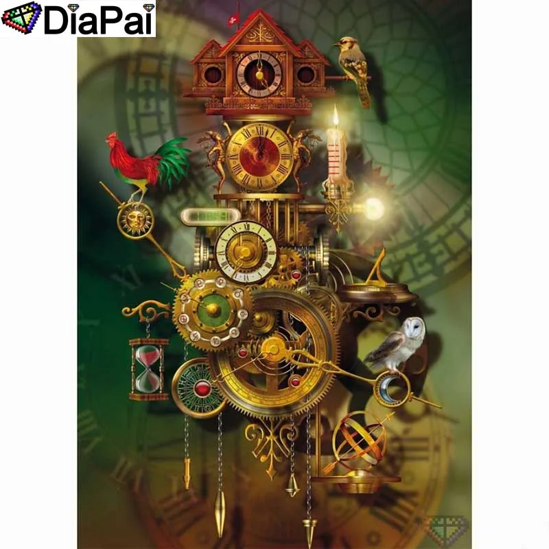 DIAPAI 5D Diamond Painting Full Square/Round "Clock scenery" Picture Of Rhinestone DIY Diamond Embroidery Home Decor A26320