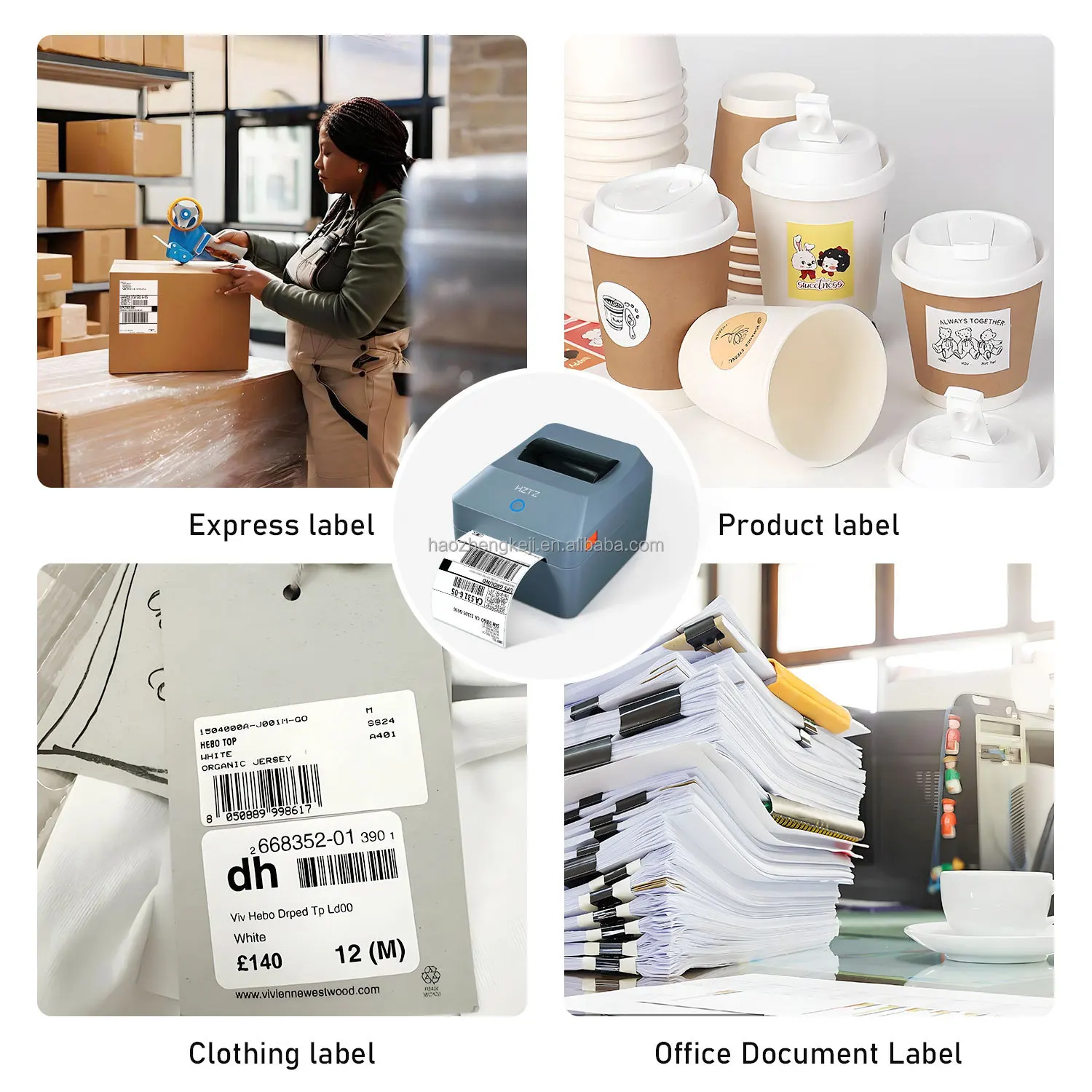 Adhesive Label Printer Barcode Sticker Printing Machine Thermal Label Printer Waybill 4-Inch Shipping Label Printer