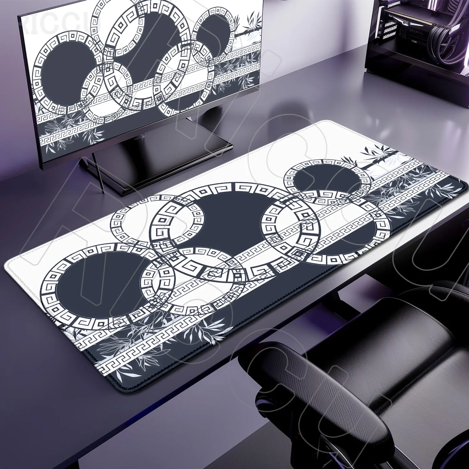 

XXL 30x60cm Japanese Black White Mouse Pad Japan Art Seal circle Yin-yang Large Gaming Chinese texture Desk mat Rubber Mousepad