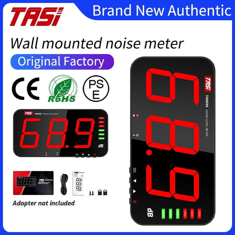 

TASI TA653A Digital Sound Level Meter Large Screen Display Noise dB Meter Wall Hanging Type alarm Hospital Restaurant Bar School