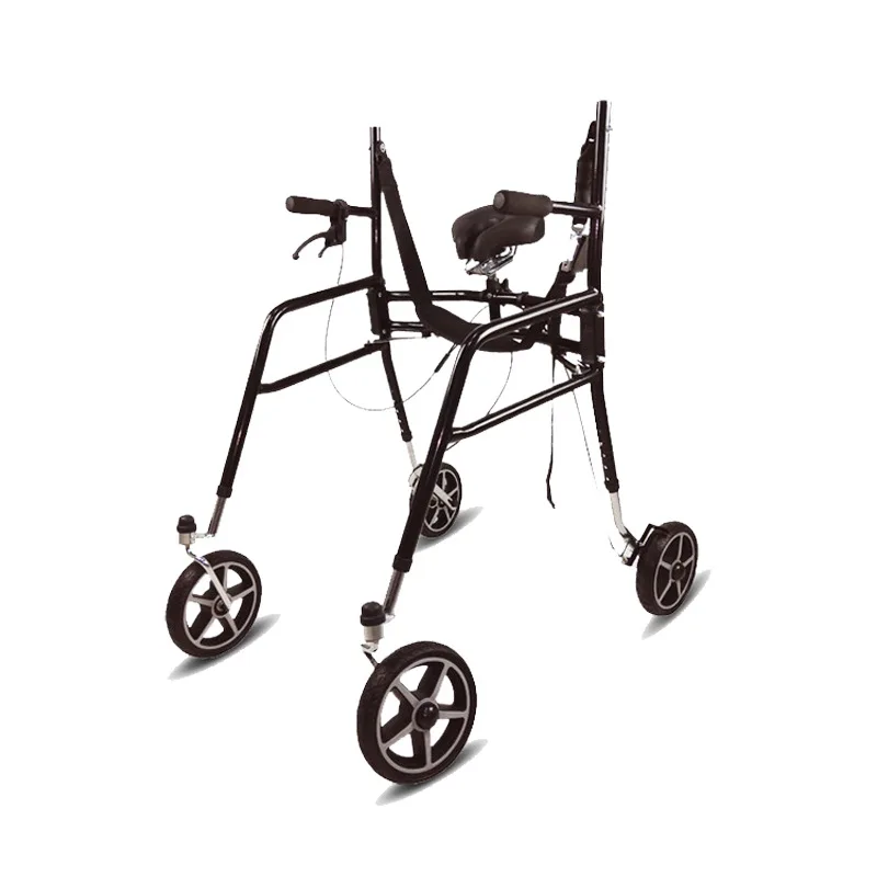 Customizable New steel folding walker with wheels Lower limb rehabilitation walker training Standing frame High load-bearing
