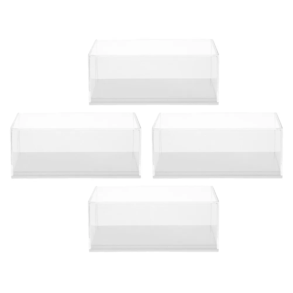 4Pcs Car Display Case Clear Plastic Showcase Protective Storage Cover Compact Display Box for 1:64 Scale Cars