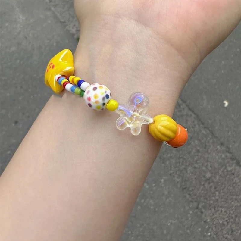 Handmade Elastic Rope Beaded Bracelet for Women