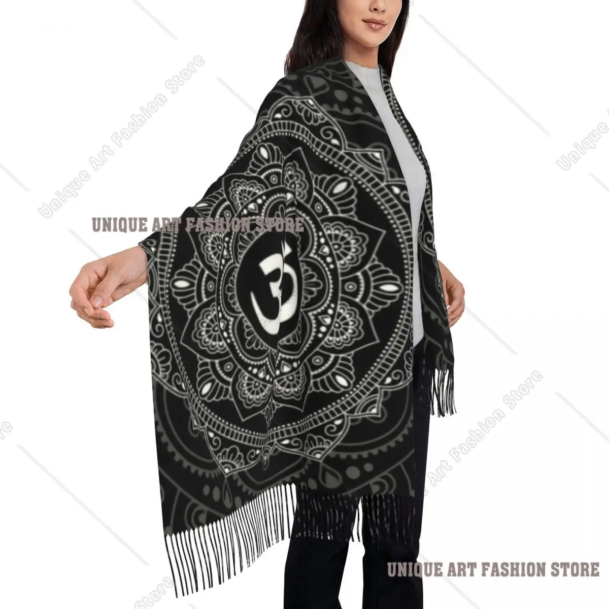 Personnalisé Om Mandala gland écharpe femmes doux bouddhisme Aum Yoga méditation châle enveloppement dames hiver foulards