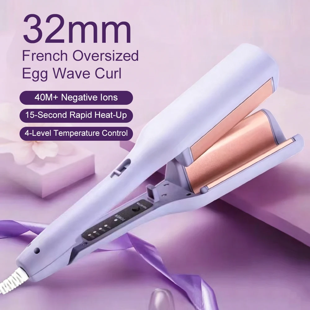 Hair Curler Wave Hair Curling Iron 32Mm Deep Hair Crimper Wave Curler Tool 4 Adjustable Temperature Hair Straightener Make Up