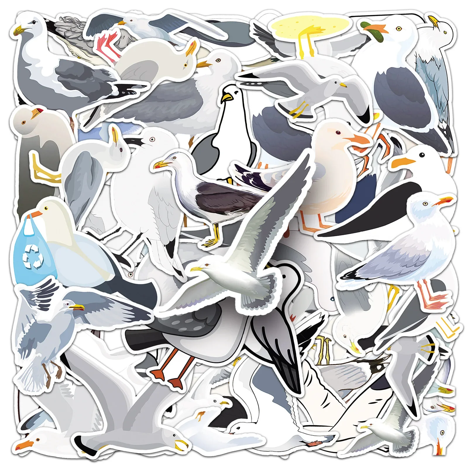 

10/50PCS Cute Seagull Series Graffiti Sticker Cute Birds Cartoon Decal DIY Luggage Phone Guitar Scrapbook Waterproof Sticker