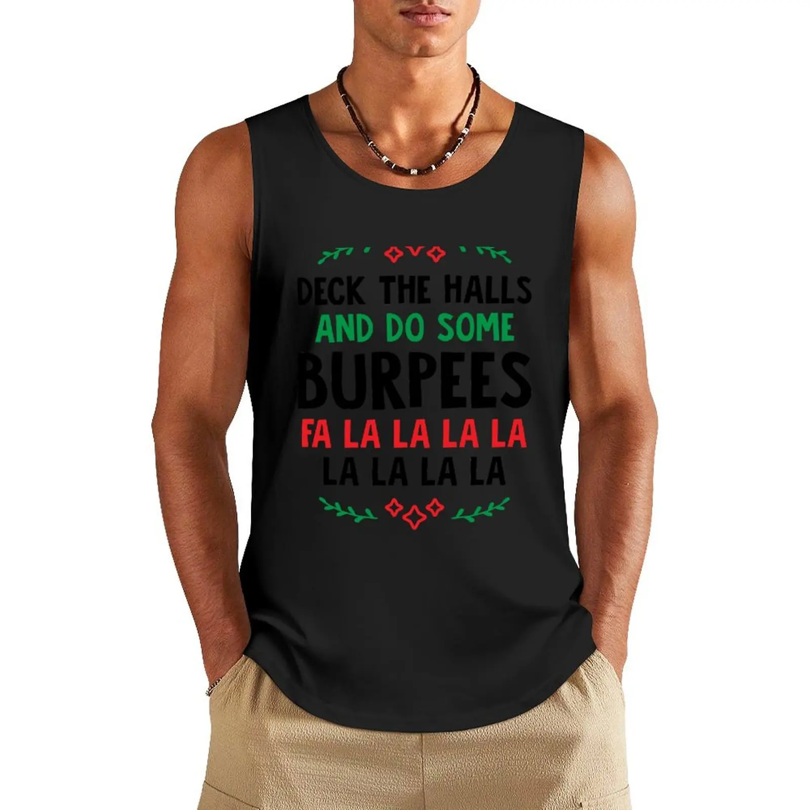 

Deck The Halls And Do Some Burpees v2 (Christmas Gym Workout) Tank Top summer man vest sleeveless shirt man