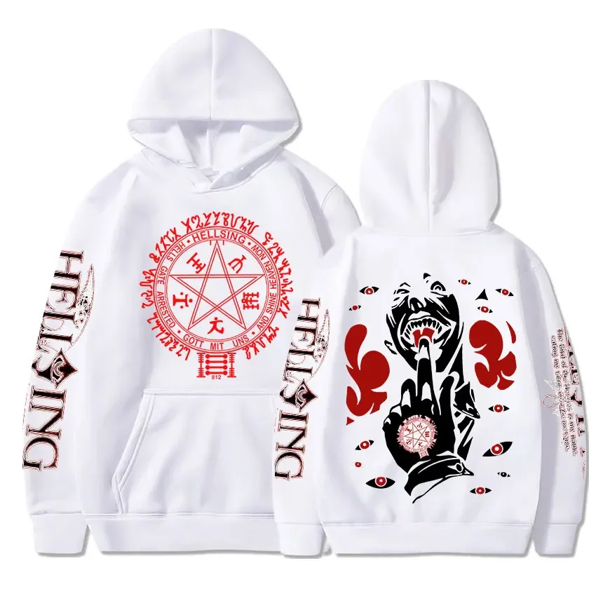 Anime Hellsing Hoodies Manga Print Hooded Men Women Clothes Harajuku Streetwear Hip Hop Unisex Sweatshirt Comfortable Pullover