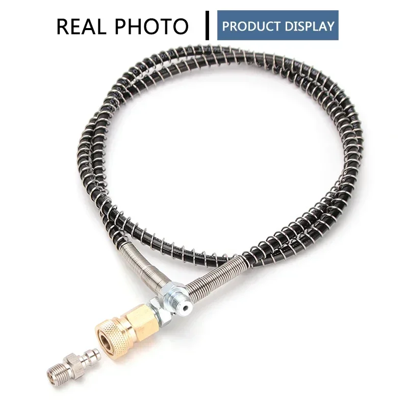 100cm High-Pressure Nylon Hose with Spring Wrapped and M10x1 Thread Quick Connect Couplings 40Mpa PCP Pneumatics Air Refilling