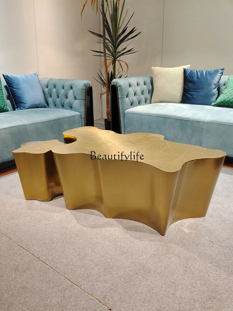 Stainless Steel Shaped Coffee Table Living Room Art High Sense Irregular Light Luxury Metal Coffee Table