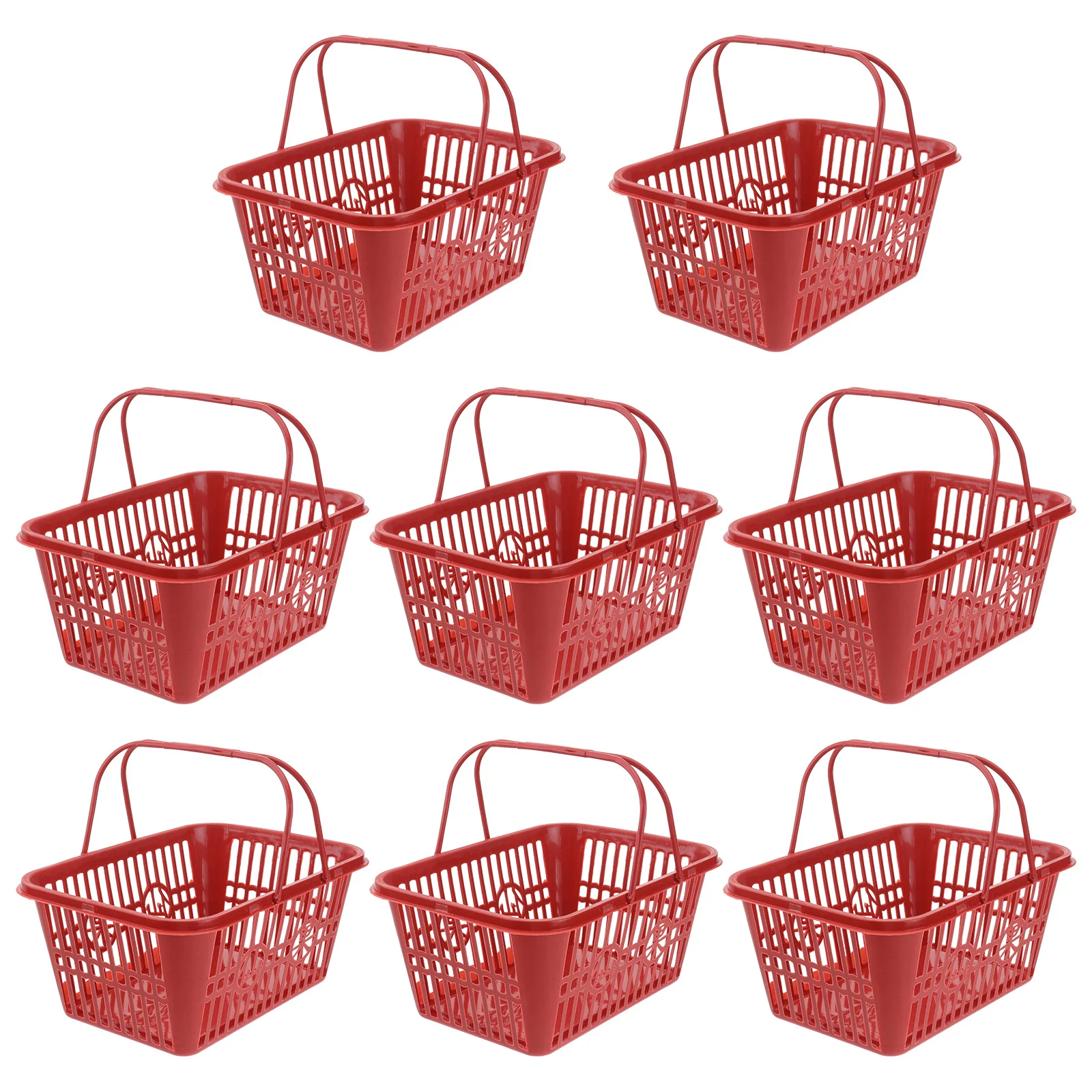 8Pcs Fruit Baskets Plastic Storage Basket with Double Handles Large Capacity Portable Household Basket for Grocery Shopping