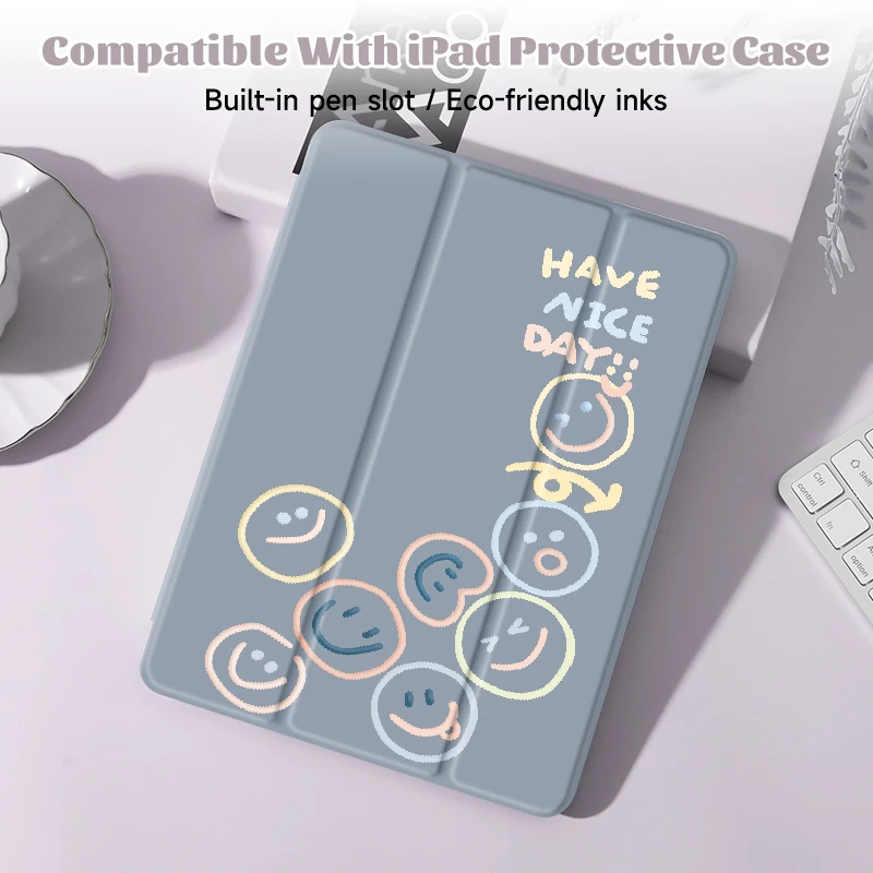 Faces Case For iPad 9th/ 8th/ 7th Generation 10.2 inch Case,For MiNi 4/5/6 Cover,With Pencil Holder,Auto Wake/Sleep Cover