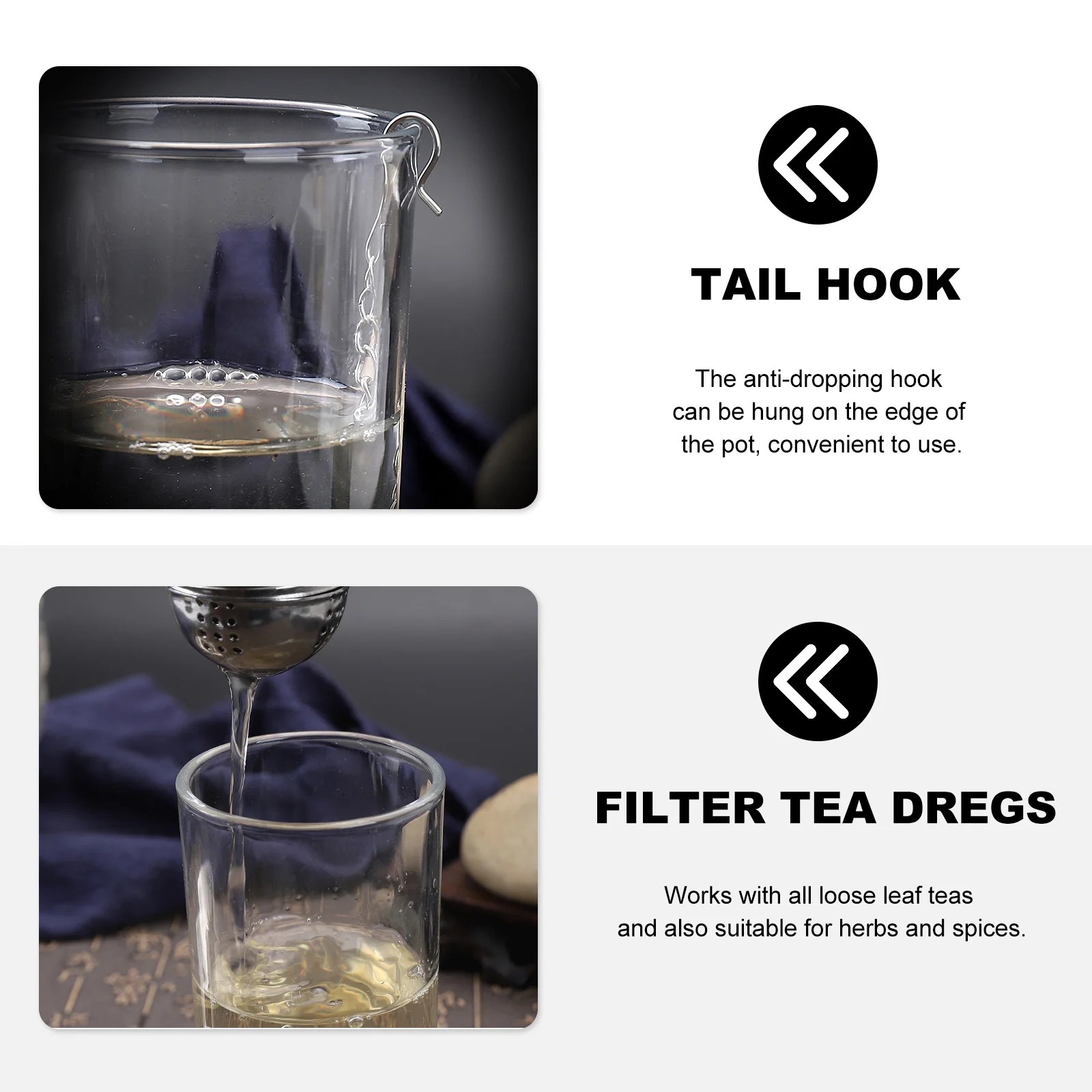 

5Pcs Stainless Steel Seasoning Strainer Ball Hook Chain Design Hot Pot Infusers Easy Clean Home Kitchen Filters