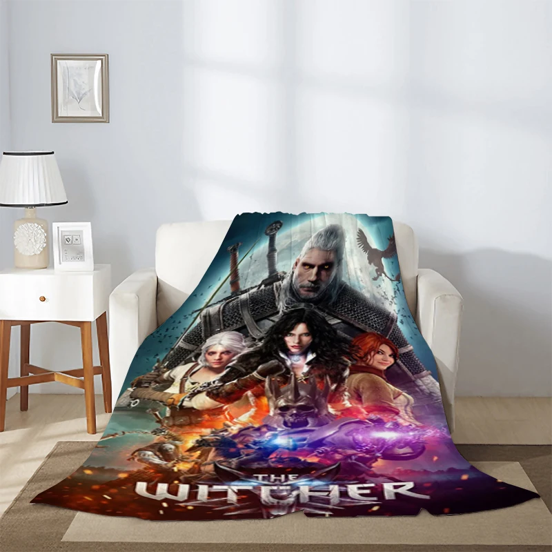 3d Game Warm Winter Blankets & Throws The W-Witcher Knee Blanket Gamer Microfiber Bedding Sofa Fleece Fluffy Soft Nap Decorative