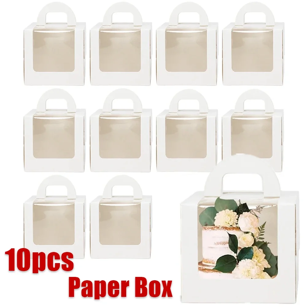 Weddding Party Cake Candy Cake Box Baby Shower Cookie Gift Paper Boxes Portable Muffin Cupcake Container with Window gift box