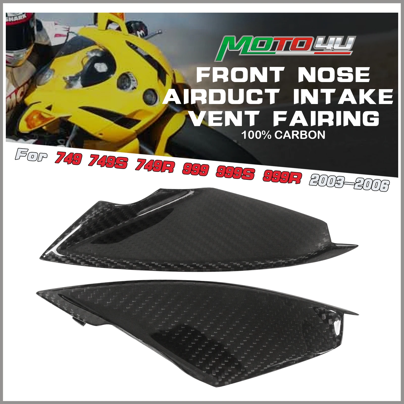 

For Ducati 749 749S 749R 999 999S 999R 2003-2006 Carbon Fiber Front Upper Nose Fairing Air Intake Headlight Cover Vent Deflector